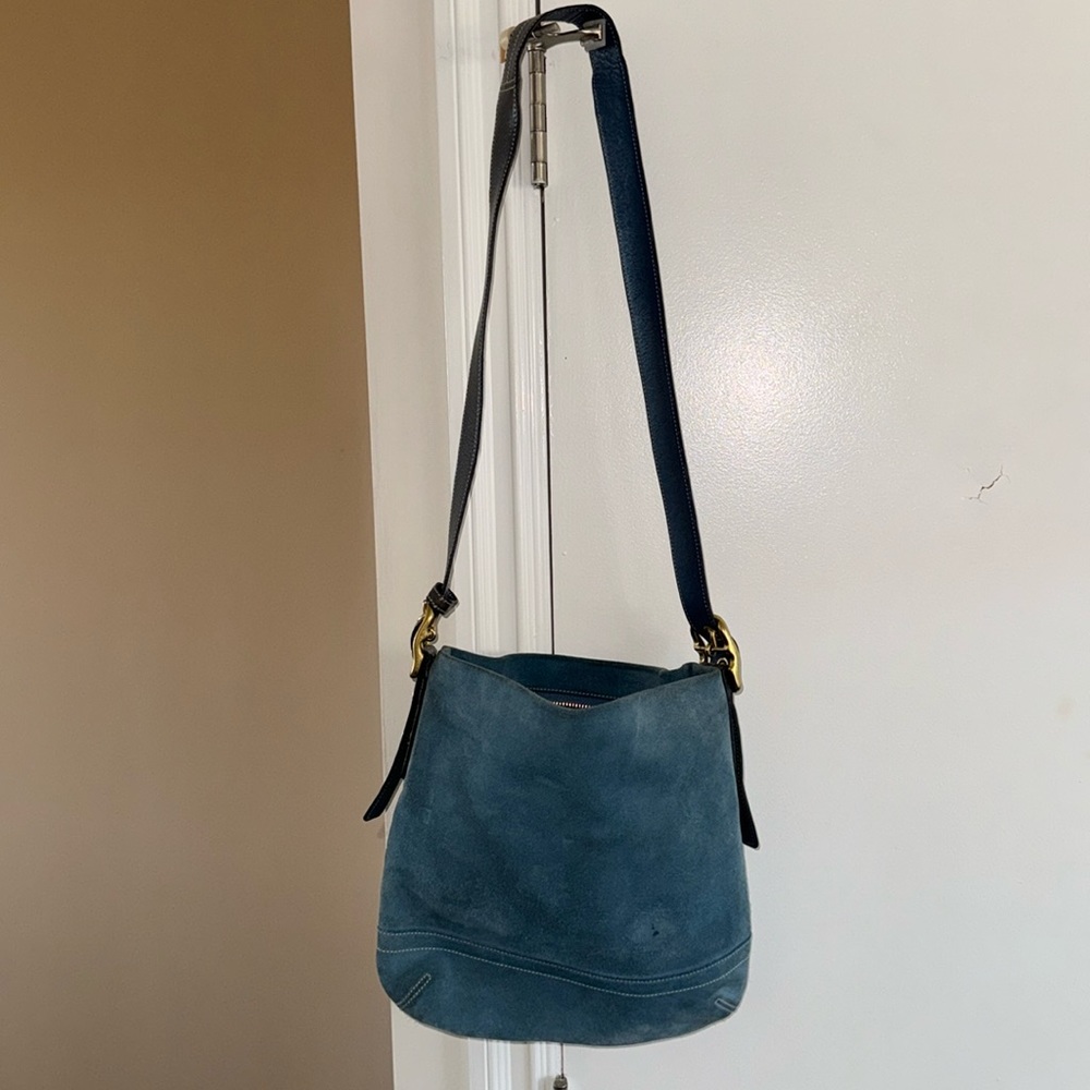 Coach Suede Leather Crossbody bag in Denim Blue
